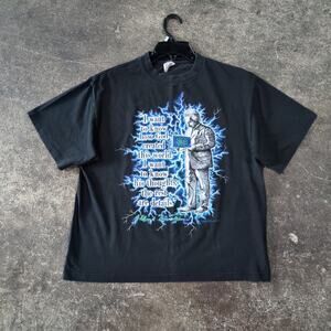 Vintage Albert Einstein Shirt Mens L Black 90s Gods Creation Graphic Tee Retro